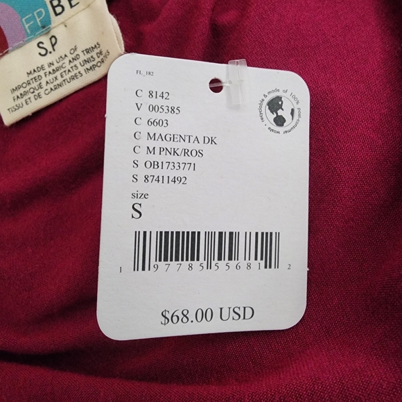 Free People Beach Farrah Mini Dress Womens S Magenta Cover-up NEW - Picture 9 of 11
